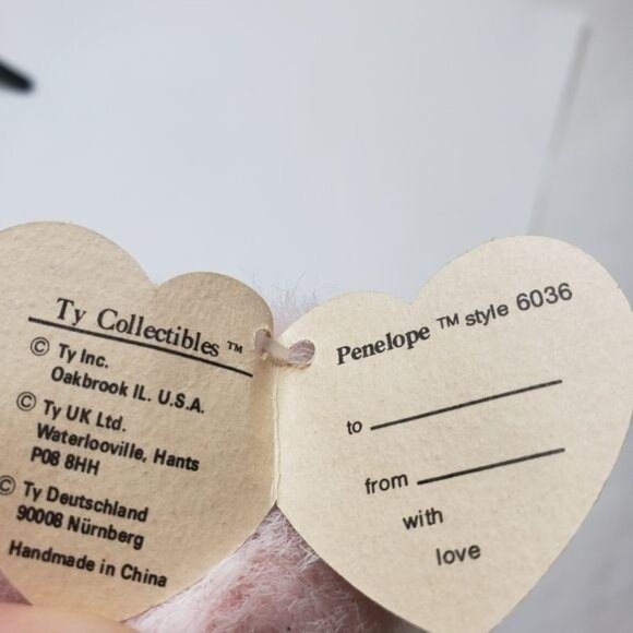 Boyds Ty Penelope Pig Plush Collectible Toy With Denim Overalls Style 6036 8" - Picture 2 of 5